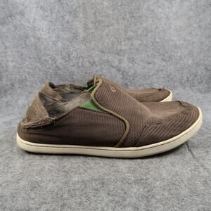 Olukai Shoes Mens 10 Slip On Casual Loafers Nohea Mesh Flats Brown Comfort Surf